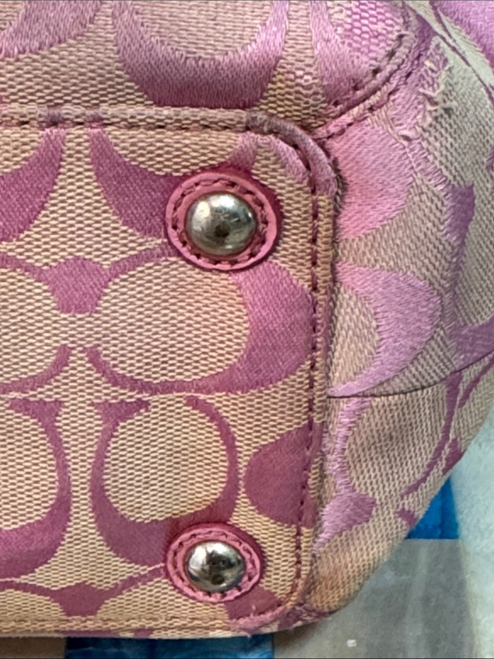 Coach Y2K Barbie Pink Signature Canvas Tote with Leather Trim (F15047) - Picture 9 of 16